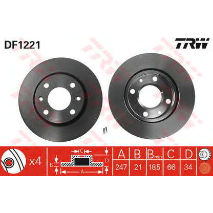 Foto Disco de freno TRW DF1221