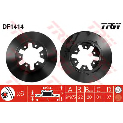 Фото Тормозной диск TRW DF1414