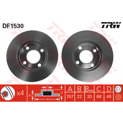 Foto Disco  freno TRW DF1530