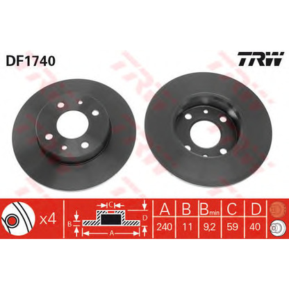 Photo Disque de frein TRW DF1740