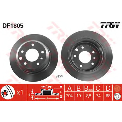 Фото Тормозной диск TRW DF1805