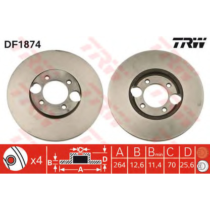 Foto Disco  freno TRW DF1874