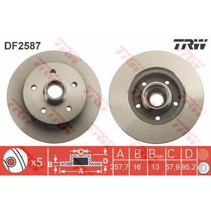 Foto Disco  freno TRW DF2587