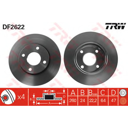 Zdjęcie Tarcza hamulcowa TRW DF2622