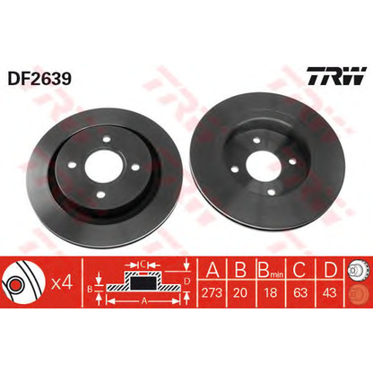 Foto Disco  freno TRW DF2639