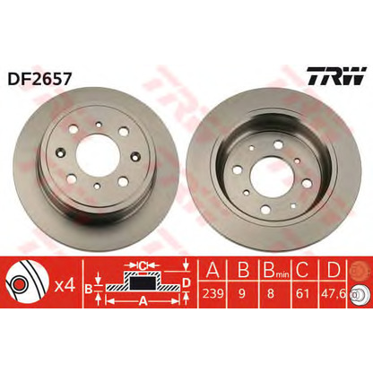 Foto Disco  freno TRW DF2657