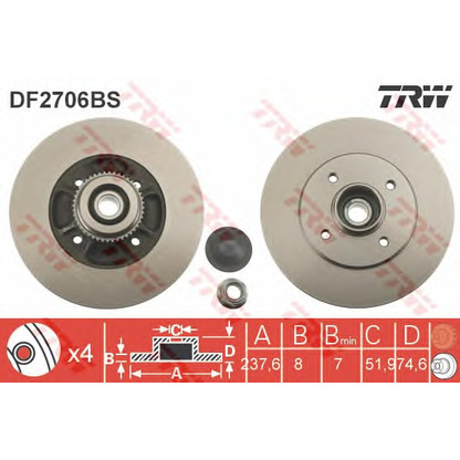 Фото Тормозной диск TRW DF2706BS