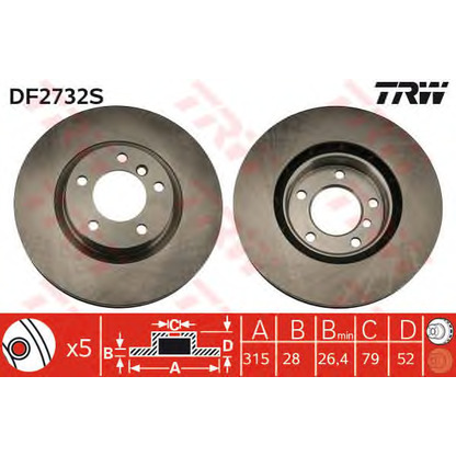 Zdjęcie Tarcza hamulcowa TRW DF2732S