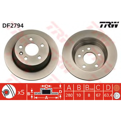 Zdjęcie Tarcza hamulcowa TRW DF2794