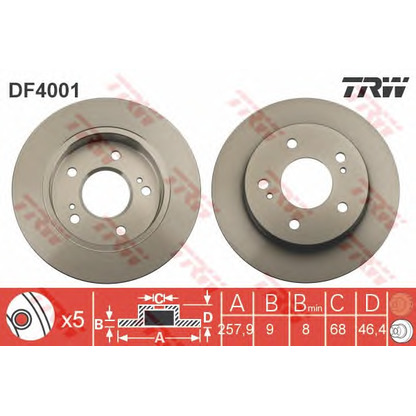 Zdjęcie Tarcza hamulcowa TRW DF4001