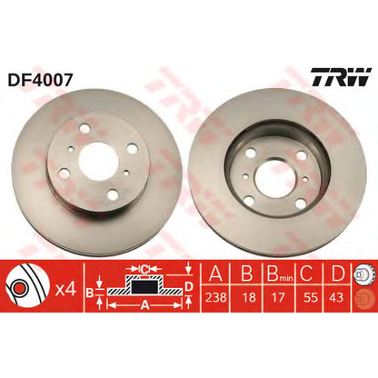 Foto Disco  freno TRW DF4007