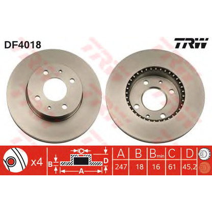 Photo Disque de frein TRW DF4018