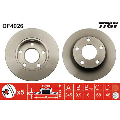 Zdjęcie Tarcza hamulcowa TRW DF4026