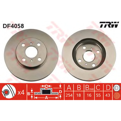 Zdjęcie Tarcza hamulcowa TRW DF4058