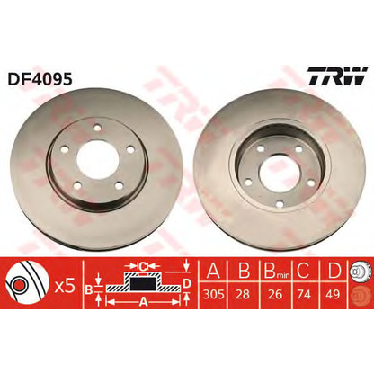 Zdjęcie Tarcza hamulcowa TRW DF4095