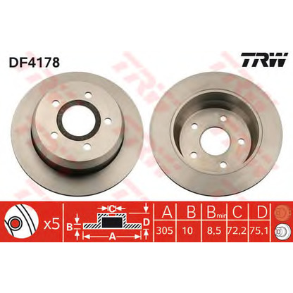 Foto Disco  freno TRW DF4178