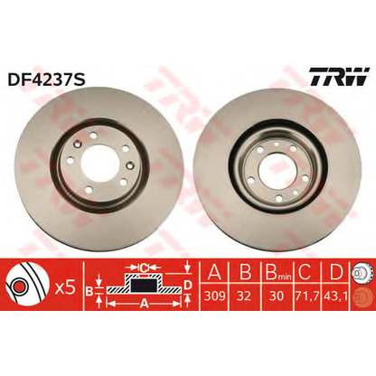 Foto Disco  freno TRW DF4237S