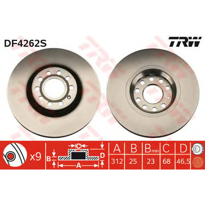 Foto Disco de freno TRW DF4262S