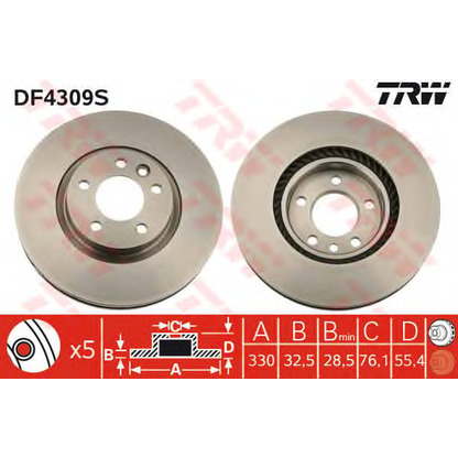 Foto Disco de freno TRW DF4309S