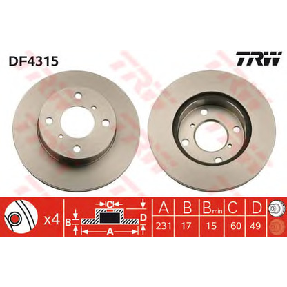 Фото Тормозной диск TRW DF4315