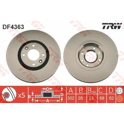 Foto Disco  freno TRW DF4363