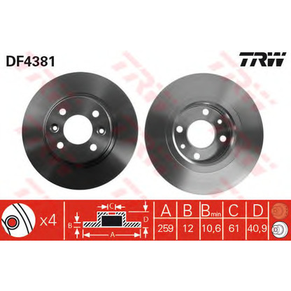 Foto Disco  freno TRW DF4381