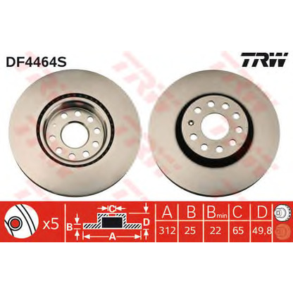 Foto Disco  freno TRW DF4464S