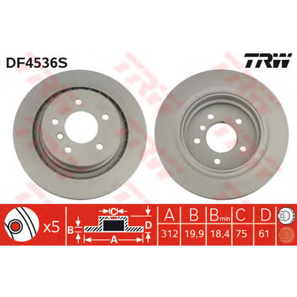 Zdjęcie Tarcza hamulcowa TRW DF4536S