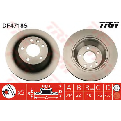 Zdjęcie Tarcza hamulcowa TRW DF4718S