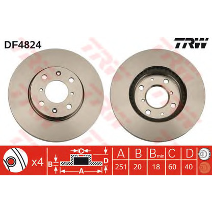 Foto Disco  freno TRW DF4824