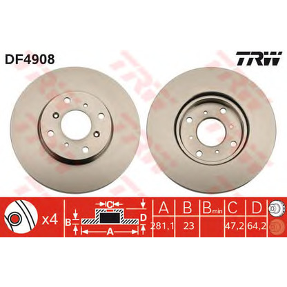 Foto Disco de freno TRW DF4908