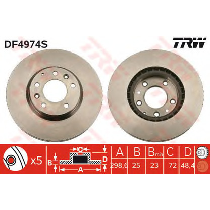 Zdjęcie Tarcza hamulcowa TRW DF4974S