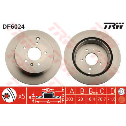 Foto Disco  freno TRW DF6024