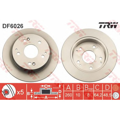 Foto Disco  freno TRW DF6026