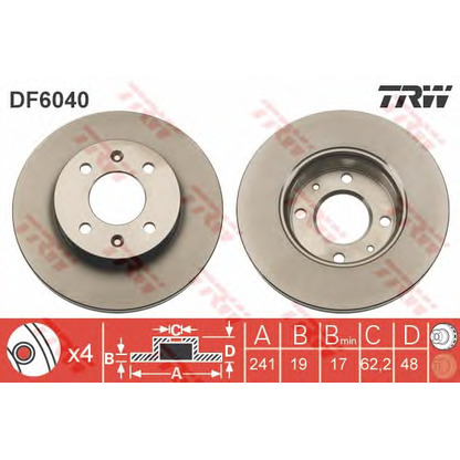 Foto Disco  freno TRW DF6040