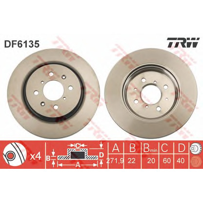 Foto Disco  freno TRW DF6135