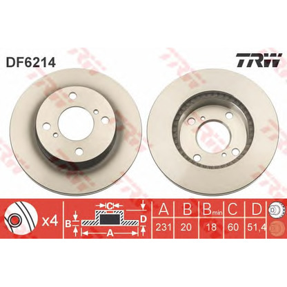 Foto Disco  freno TRW DF6214