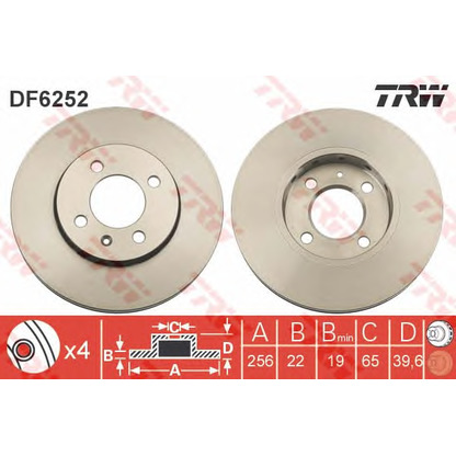 Foto Disco  freno TRW DF6252