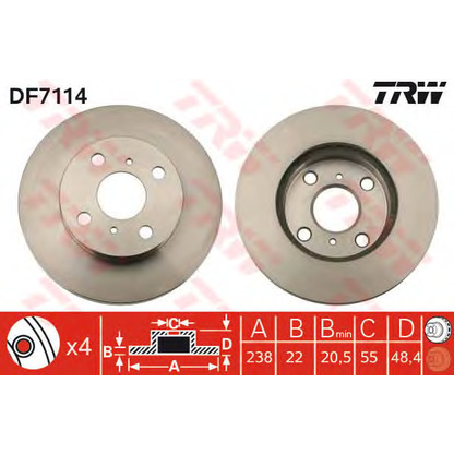 Фото Тормозной диск TRW DF7114