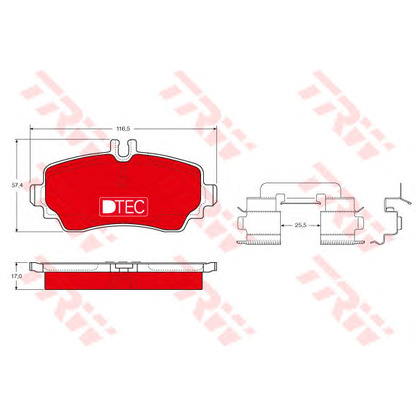 Фото Комплект тормозных колодок, дисковый тормоз TRW GDB1293DTE