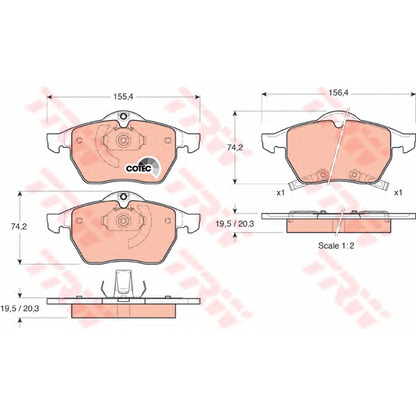 Photo Brake Pad Set, disc brake TRW GDB1342