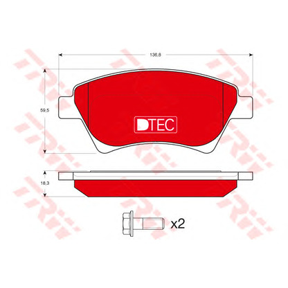 Фото Комплект тормозных колодок, дисковый тормоз TRW GDB1552DTE