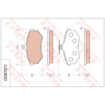 Photo Kit de plaquettes de frein, frein à disque TRW GDB7811