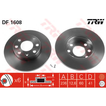 Фото Комплект тормозов, дисковый тормозной механизм TRW GTD1008
