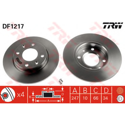 Photo Brake Set, disc brakes TRW GTD1017