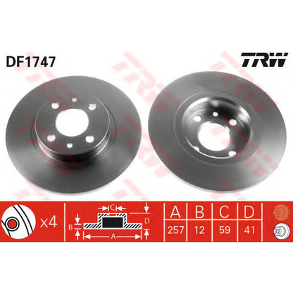 Photo Brake Set, disc brakes TRW GTD1026