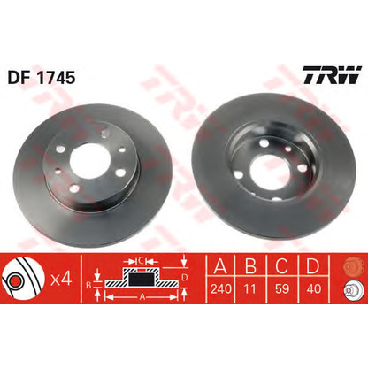 Photo Brake Set, disc brakes TRW GTD1042