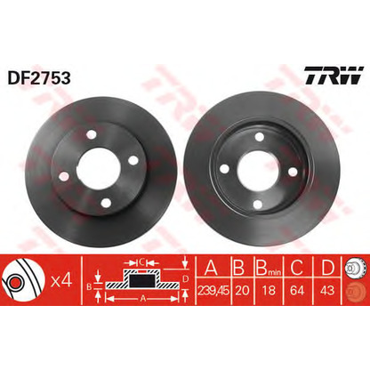 Фото Комплект тормозов, дисковый тормозной механизм TRW GTD1086