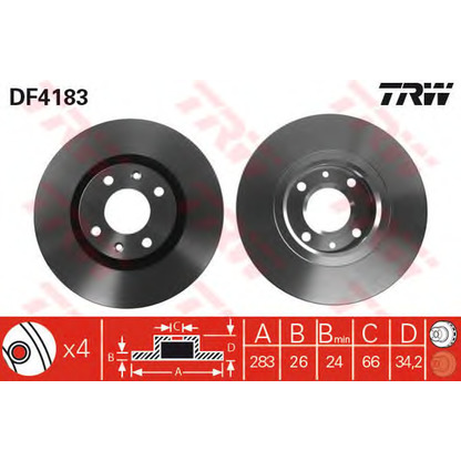 Photo Brake Set, disc brakes TRW GTD1124