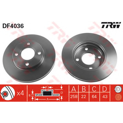 Фото Комплект тормозов, дисковый тормозной механизм TRW GTD1186